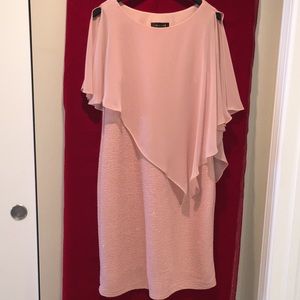 Scarlett sheath dress with chiffon cape overlay